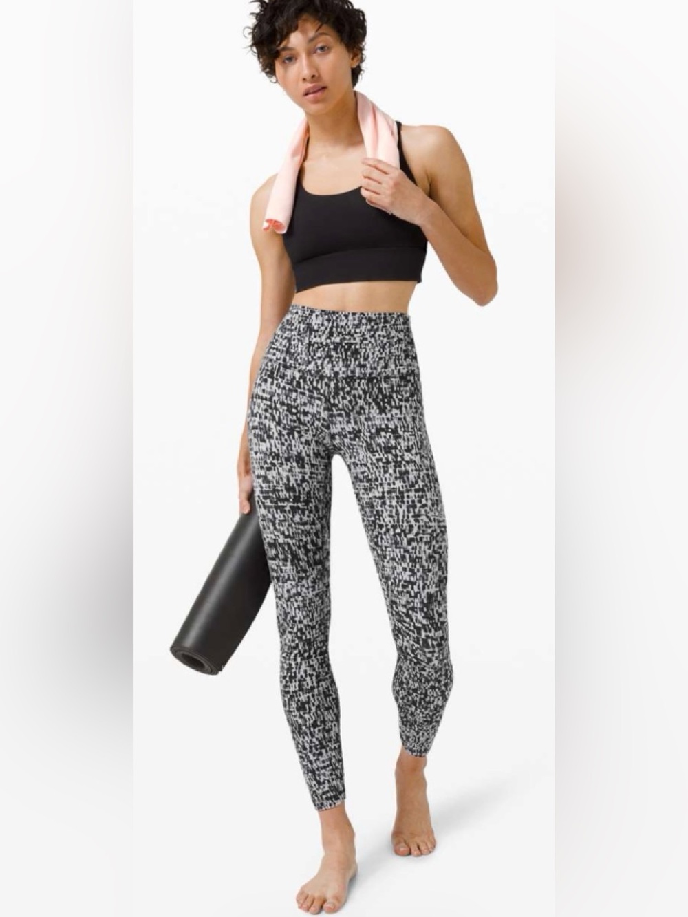 Lululemon Align Pant II 26" Urban Block Ice Grey Black Leggings Size 2